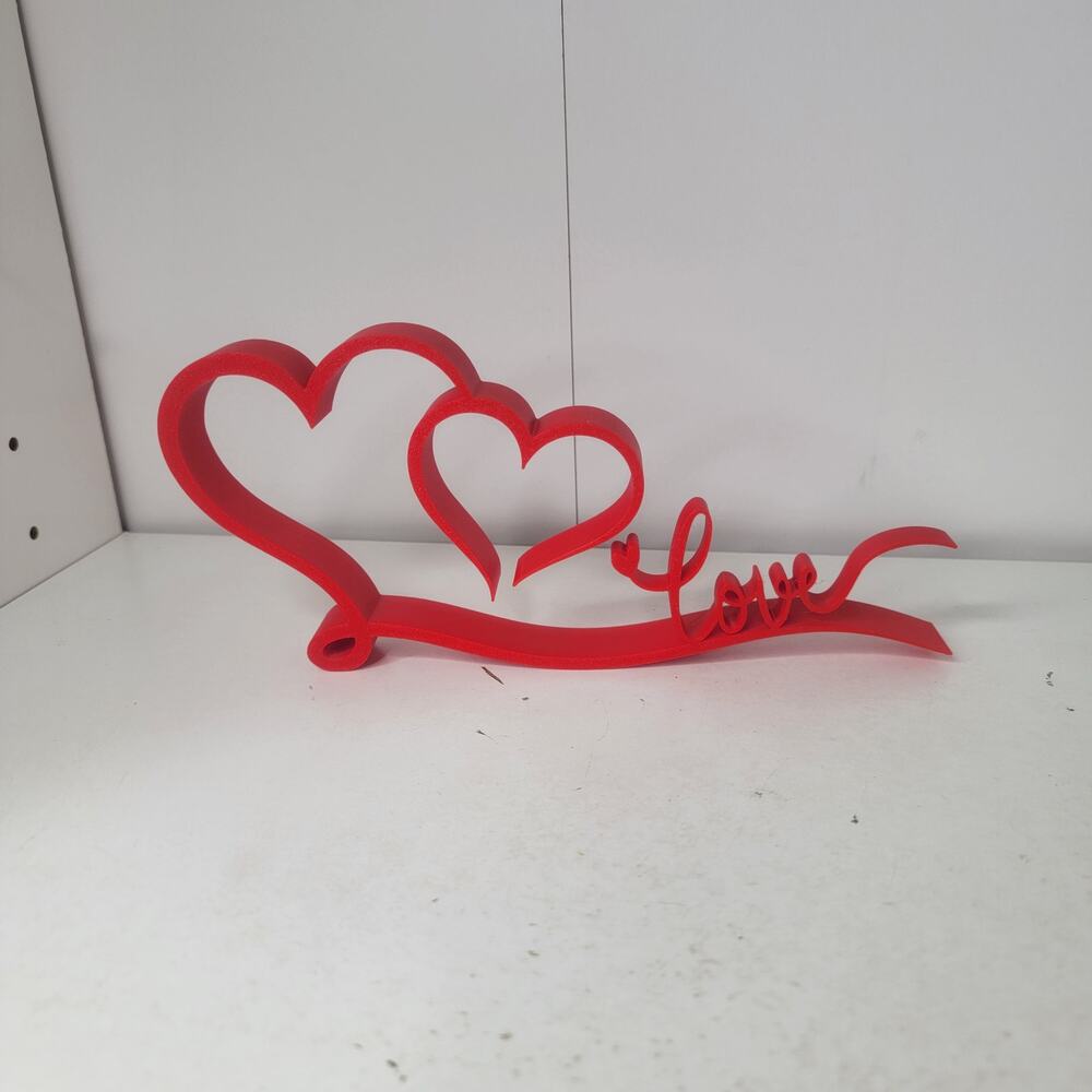 LOVE Double Heart Tabletop Decor – 3D Printed Valentine & Anniversary Sign